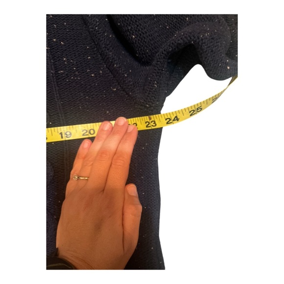 GAP Women’s Cabled Shawl Collar Button Sweater in Speckled Navy Size L - Picture 6 of 7